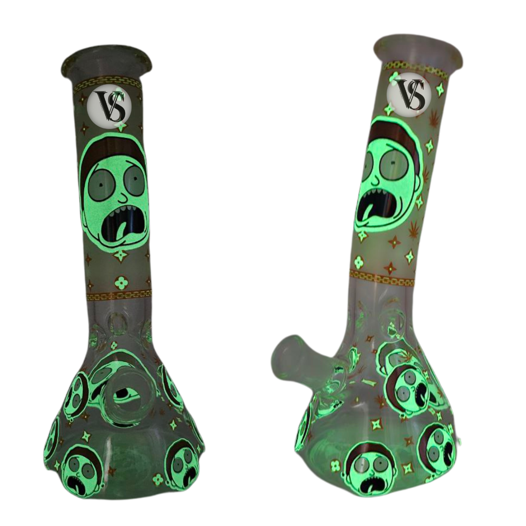 Bong Cristal Rick and Morty Luminoso + Regalo boquilla 14.4mm